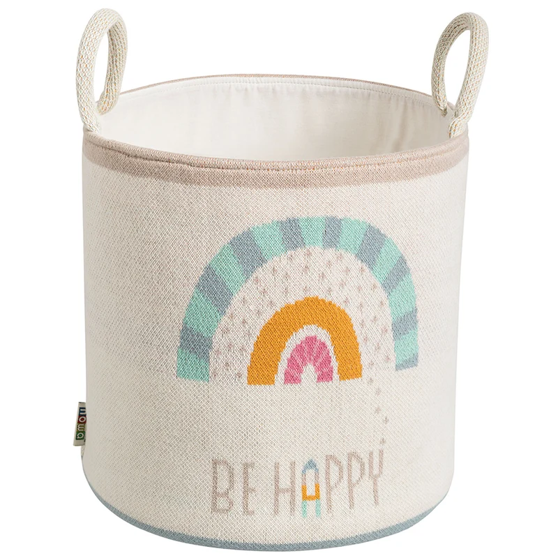 howa Aufbewahrungskorb "Be happy" mit Regenbogen, beige, Baumwolle, Strick, Ø 26cm 8906