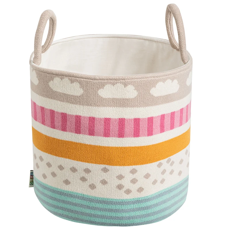 howa Aufbewahrungskorb "Be happy", beige, Baumwolle, Strick, Ø 26cm, Höhe 28cm 8905