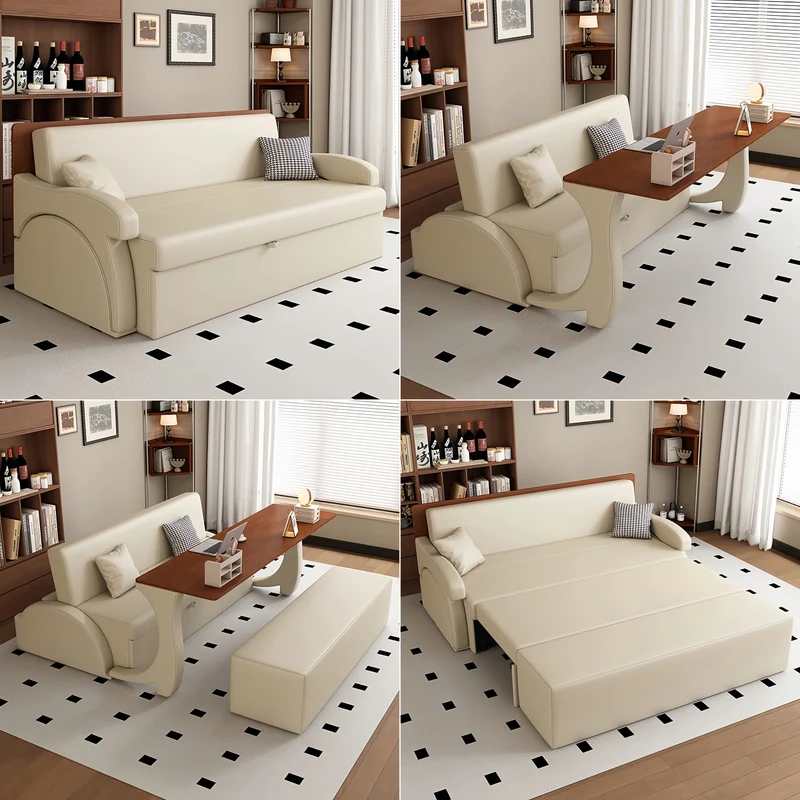 3-in-1-Schlafsofa mit klappbarem Schreibtisch